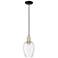 Preston 6"W Black Brass Cord Mini Pendant With Flute Clear Shade