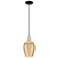 Preston 6"W Black Brass Cord Mini Pendant With Flute Mercury Shade