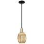 Preston 6"W Black Brass Stem Mini Pendant With Bell Mecury Shade