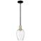 Preston 6"W Black Brass Stem Mini Pendant With Flute Clear Shade