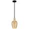 Preston 6"W Black Brass Stem Mini Pendant With Flute Mercury Shade