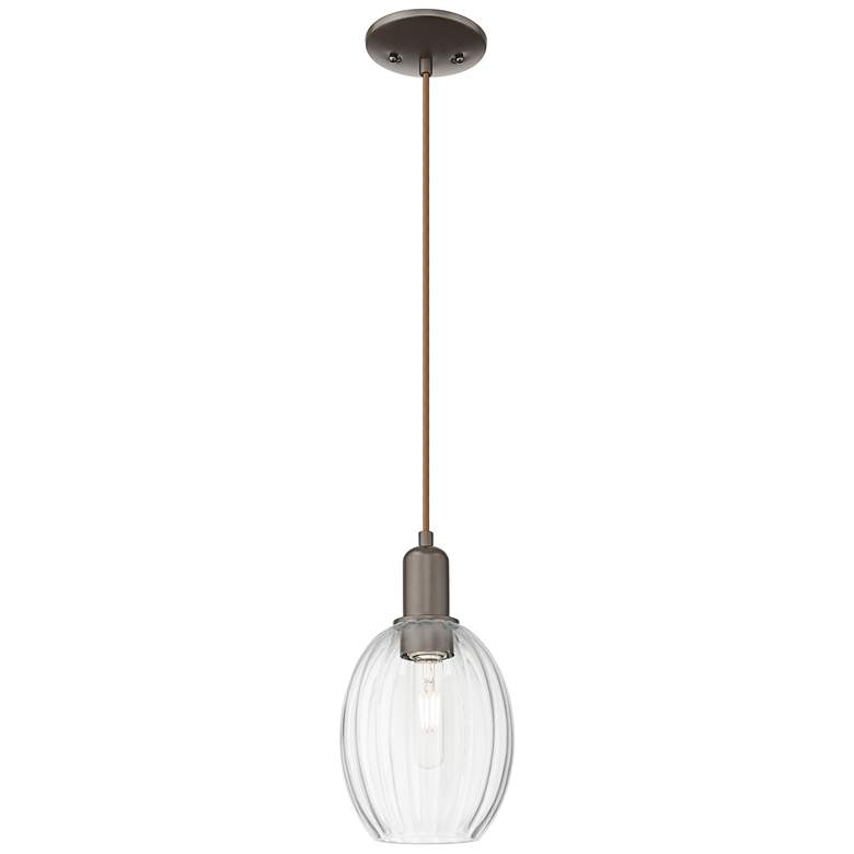 Image 1 Preston 6"W Oil Rubbed Bronze Cord Mini Pendant With Bell Clear Shade