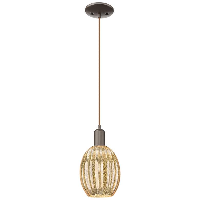 Image 1 Preston 6"W Oil Rubbed Bronze Cord Mini Pendant With Bell Mecury Shade