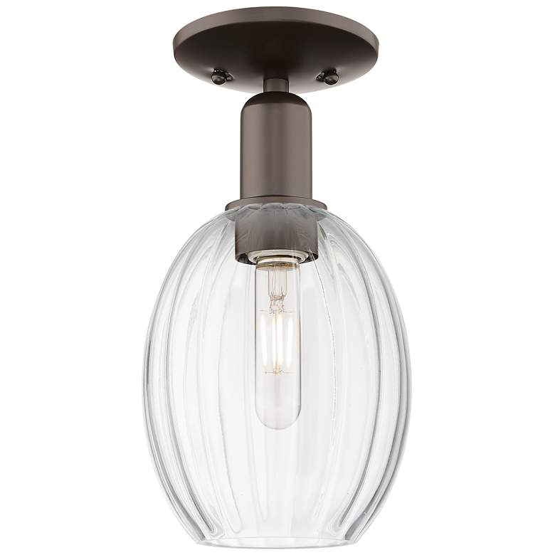 Image 1 Preston 6"W Oil Rubbed Bronze Semi-Flush Mount With Bulb Clear Shade