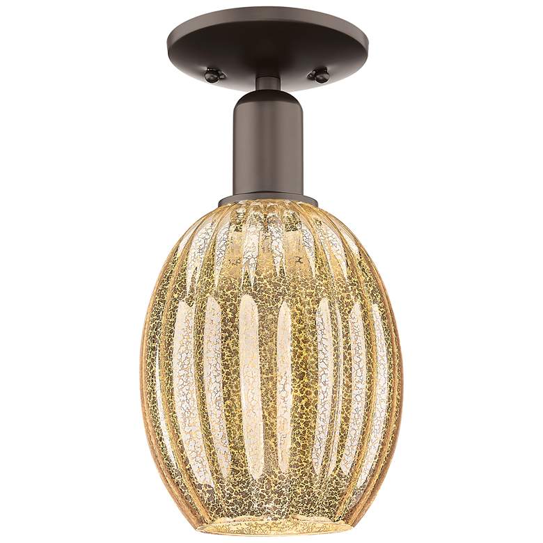 Image 1 Preston 6"W Oil Rubbed Bronze Semi-Flush Mount With Bulb Mercury Shade