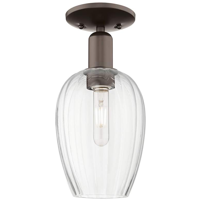 Image 1 Preston 6"W Oil Rubbed Bronze Semi-Flush Mount With Flute Clear Shade