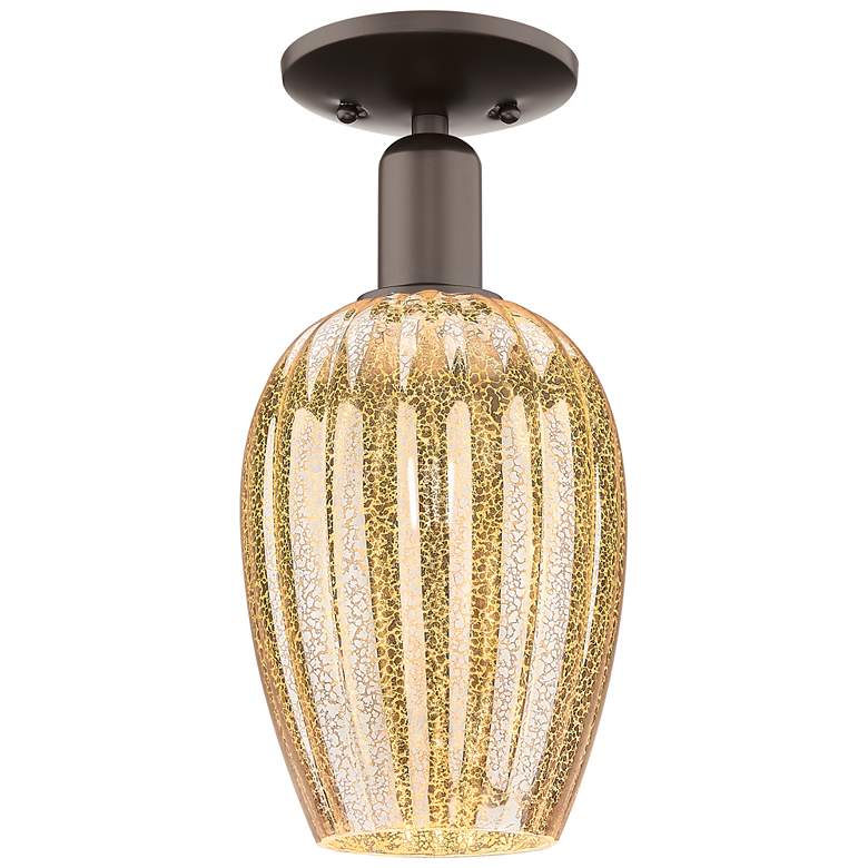 Image 1 Preston 6"W Oil Rubbed Bronze Semi-Flush Mount With Mercury Flute Shade