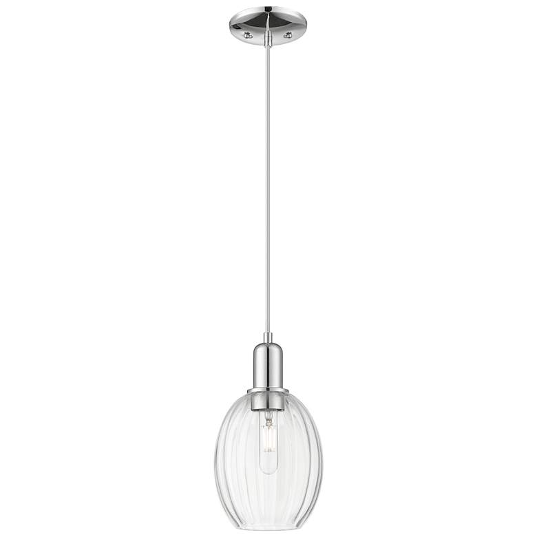 Image 1 Preston 6"W Polished Chrome Cord Mini Pendant With Bell Clear Shade