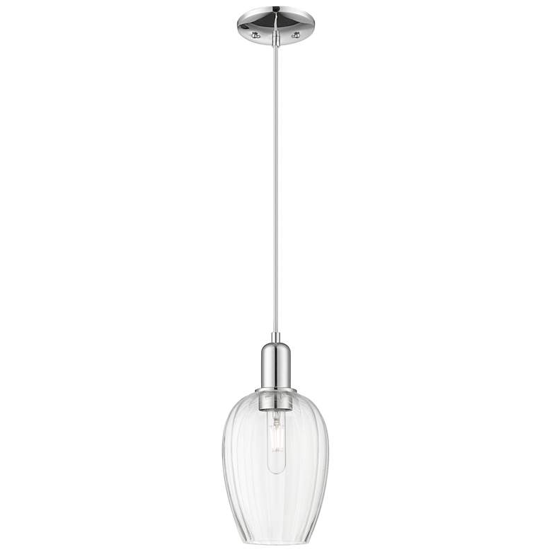Image 1 Preston 6"W Polished Chrome Cord Mini Pendant With Flute Clear Shade