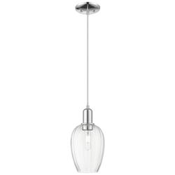 Preston 6"W Polished Chrome Cord Mini Pendant With Flute Clear Shade