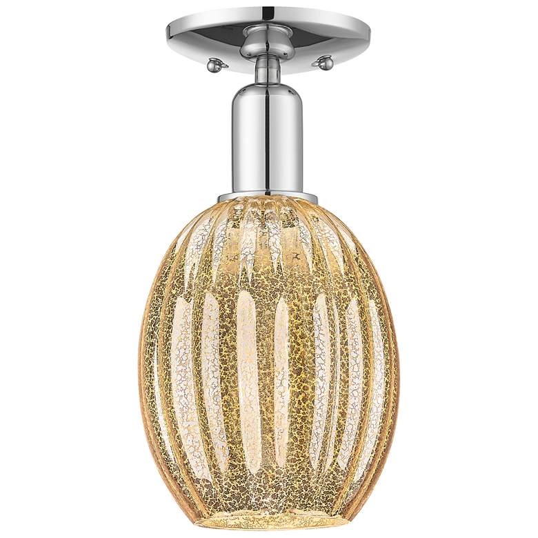 Image 1 Preston 6"W Polished Chrome Semi-Flush Mount With Bulb Mercury Shade