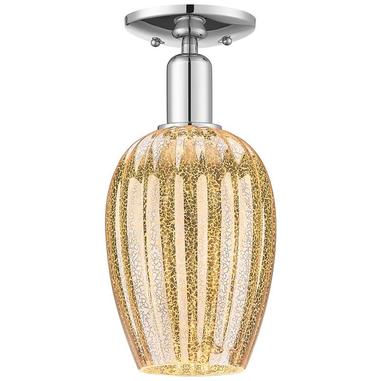 Image 1 Preston 6"W Polished Chrome Semi-Flush Mount With Mercury Flute Shade