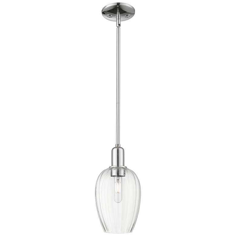 Image 1 Preston 6"W Polished Chrome Stem Mini Pendant With Flute Clear Shade