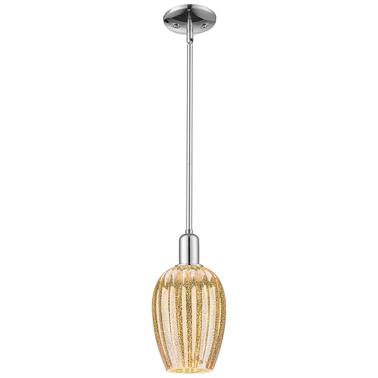 Image 1 Preston 6"W Polished Chrome Stem Mini Pendant With Flute Mercury Shade