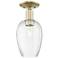 Preston 6" Wide Antique Brass Semi-Flush Mount With Clear Flute Shade