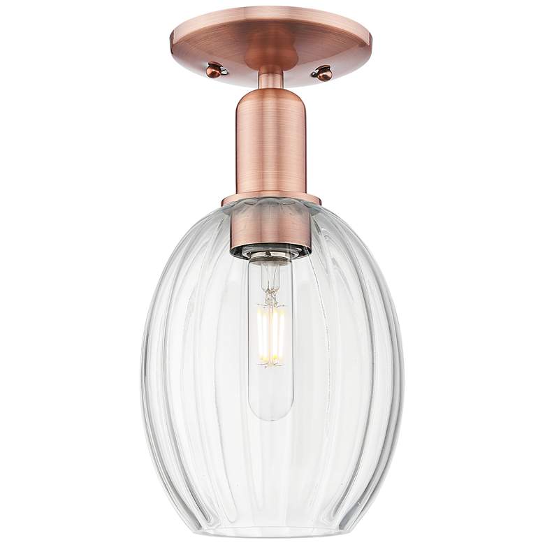 Image 1 Preston 6" Wide Antique Copper Semi-Flush Mount With Bulb Clear Shade