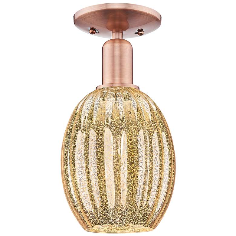 Image 1 Preston 6" Wide Antique Copper Semi-Flush Mount With Bulb Mercury Shade