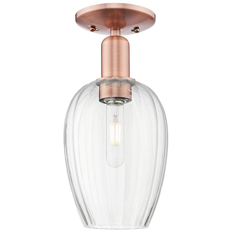 Image 1 Preston 6" Wide Antique Copper Semi-Flush Mount With Clear Flute Shade