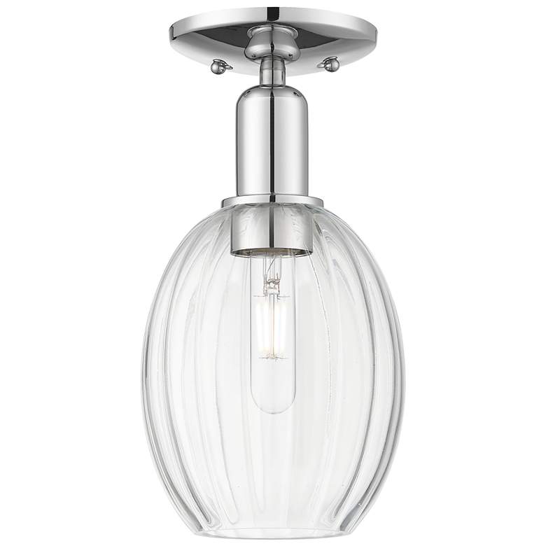 Image 1 Preston 6" Wide Polished Chrome Semi-Flush Mount With Bulb Clear Shade
