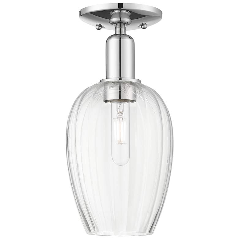 Image 1 Preston 6" Wide Polished Chrome Semi-Flush Mount With Flute Clear Shade