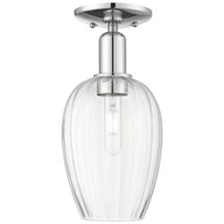 Preston 6" Wide Polished Chrome Semi-Flush Mount With Flute Clear Shade