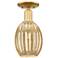 Preston 6" Wide Satin Gold Semi-Flush Mount With Bulb Mercury Shade