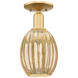 Preston 6" Wide Satin Gold Semi-Flush Mount With Bulb Mercury Shade