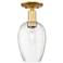 Preston 6" Wide Satin Gold Semi-Flush Mount With Flute Clear Shade