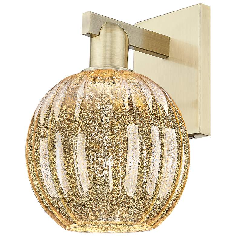 Image 1 Preston 7" High Antique Brass Wall Sconce With Mercury Globe Shade