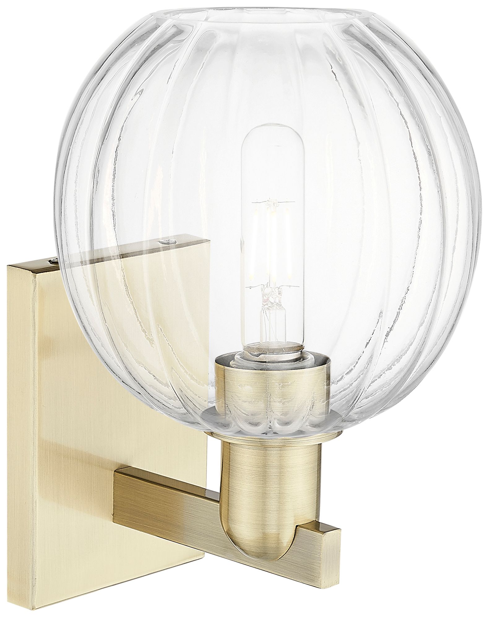 Image 2 Preston 7" High Antique Brass Wall Sconce With Clear Globe Shade more views