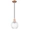 Preston 7"W Antique Copper Cord Mini Pendant With Clear Globe Shade