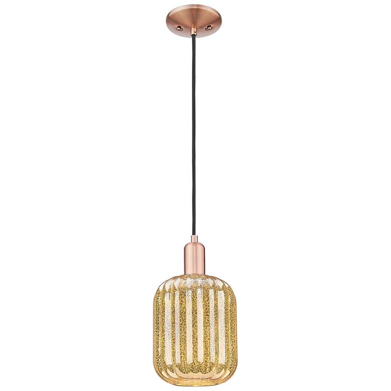 Image 1 Preston 7"W Antique Copper Cord Mini Pendant With Mercury Jar Shade