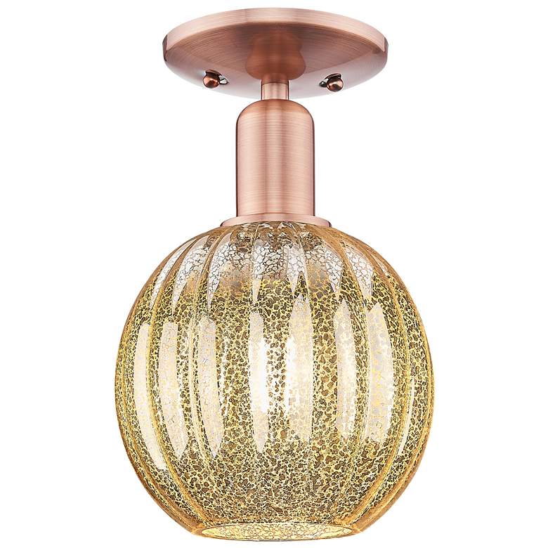 Image 1 Preston 7"W Antique Copper Semi-Flush Mount With Mercury Globe Shade