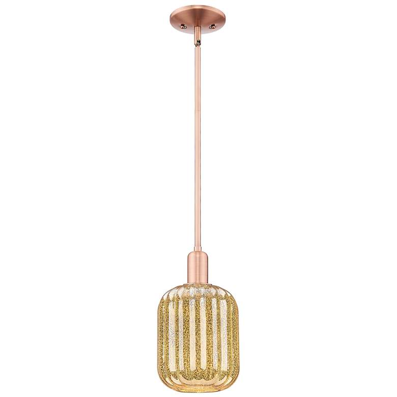 Image 1 Preston 7"W Antique Copper Stem Mini Pendant With Mercury Jar Shade