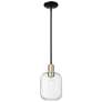 Preston 7"W Black Antique Brass Stem Mini Pendant With Clear Jar Shade