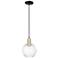 Preston 7"W Black Brass Cord Mini Pendant With Clear Globe Shade