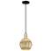 Preston 7"W Black Brass Cord Mini Pendant With Mercury Globe Shade