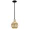 Preston 7"W Black Brass Stem Mini Pendant With Mercury Globe Shade