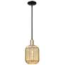 Preston 7"W Black Brass Stem Mini Pendant With Mercury Jar Shade