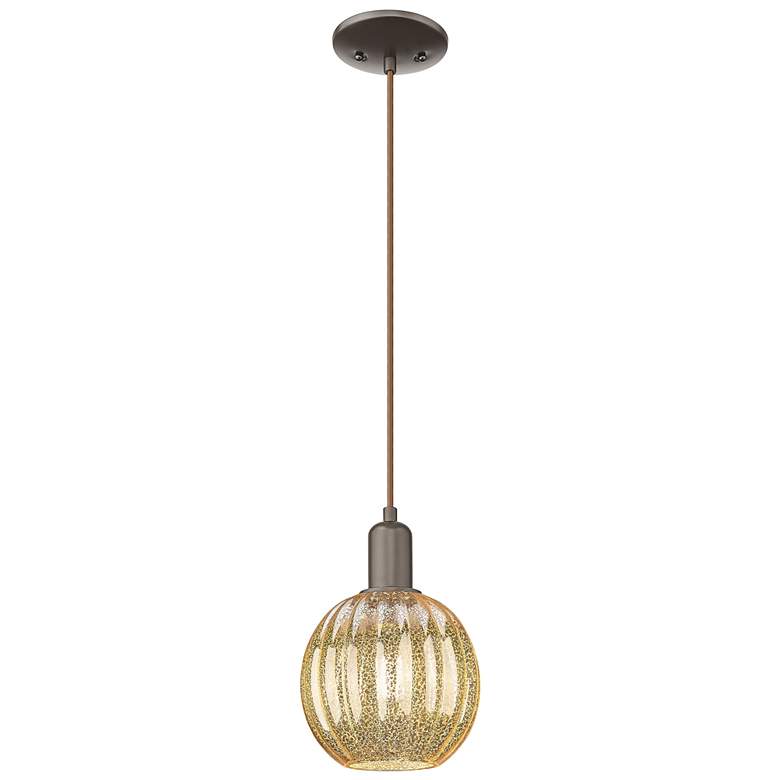 Image 1 Preston 7"W Oil Rubbed Bronze Cord Mini Pendant w/ Mercury Globe Shade