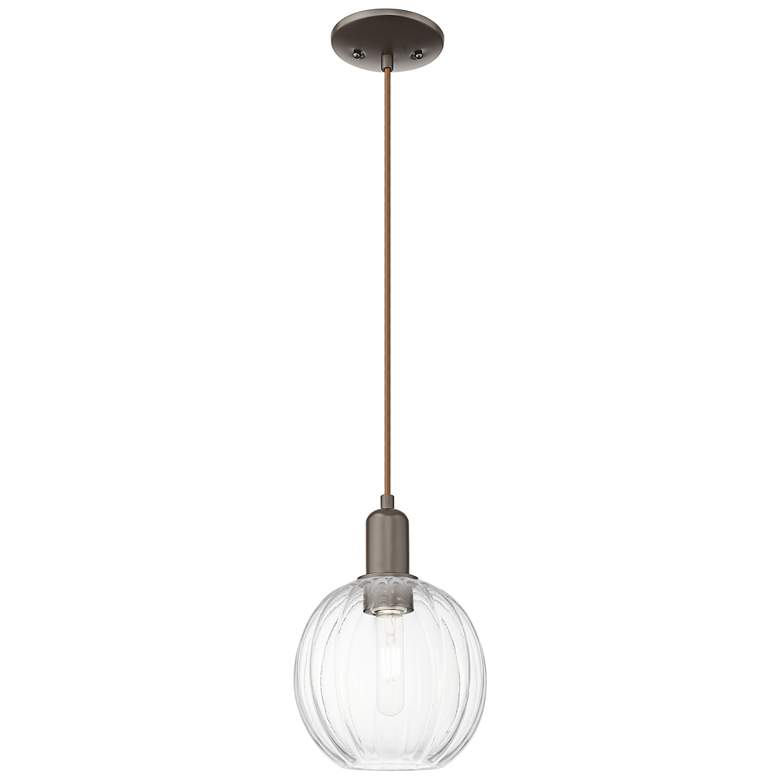 Image 1 Preston 7"W Oil Rubbed Bronze Cord Mini Pendant With Clear Globe Shade