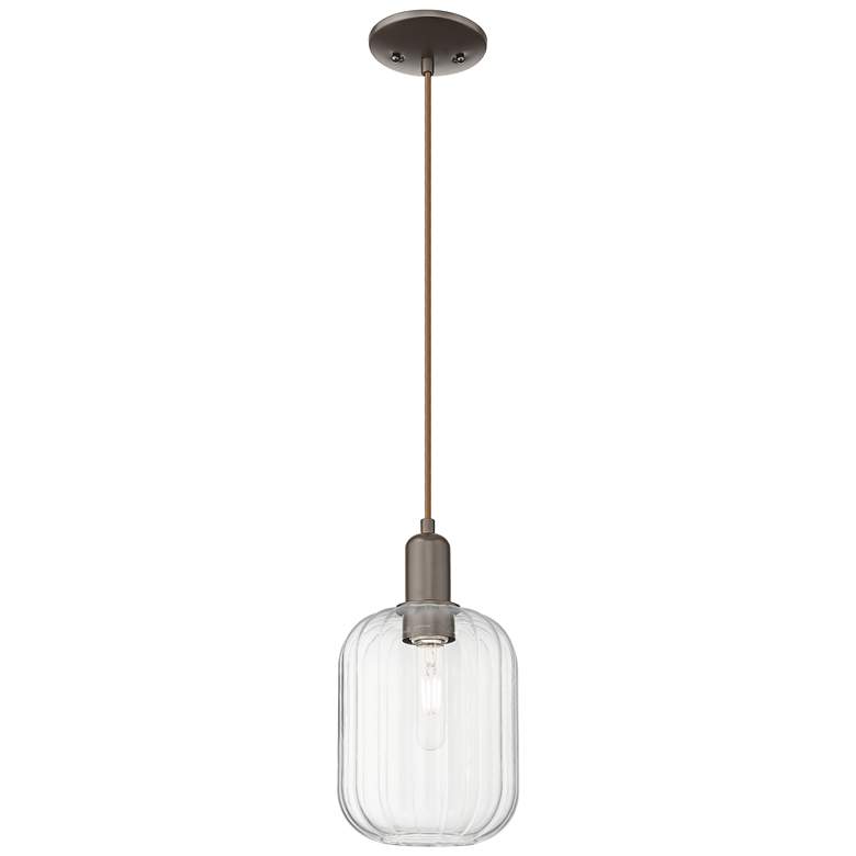 Image 1 Preston 7"W Oil Rubbed Bronze Cord Mini Pendant With Clear Jar Shade