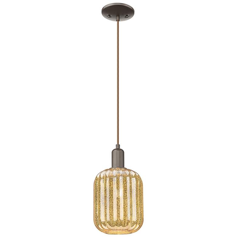 Image 1 Preston 7"W Oil Rubbed Bronze Cord Mini Pendant With Mercury Jar Shade