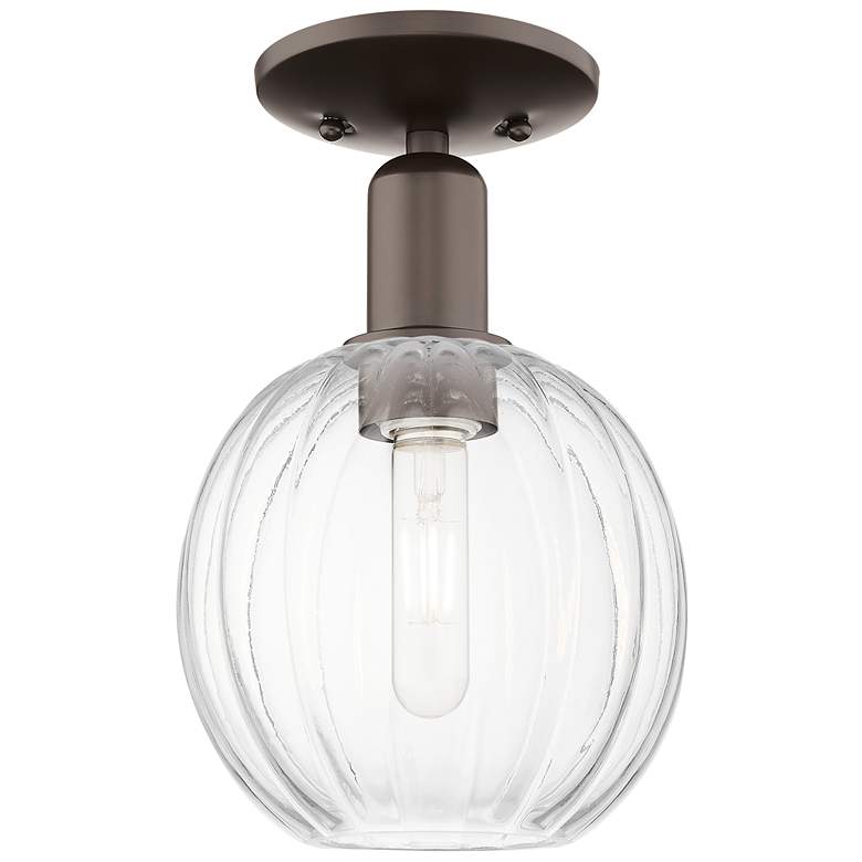 Image 1 Preston 7"W Oil Rubbed Bronze Semi-Flush Mount With Clear Globe Shade