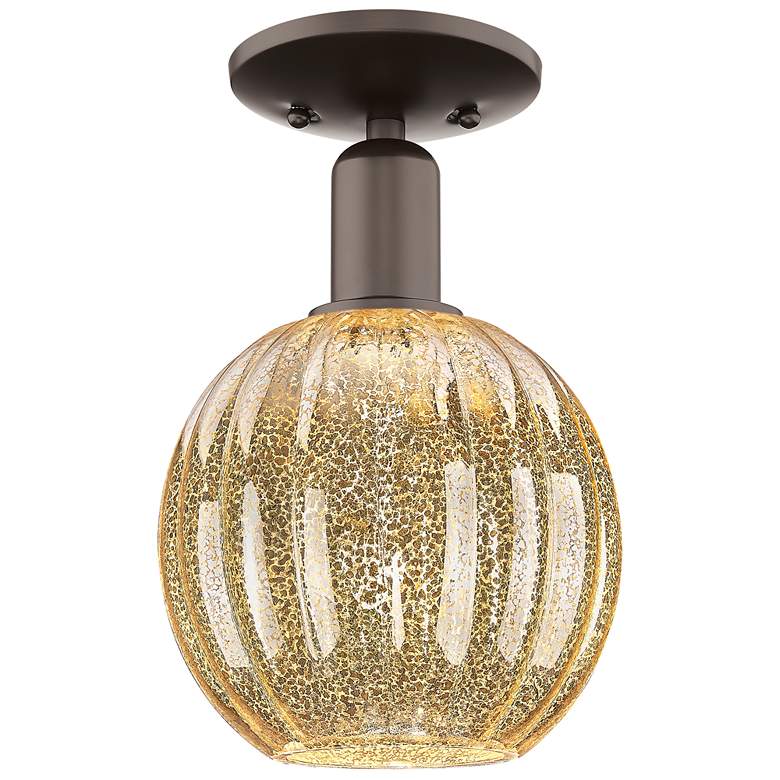 Image 1 Preston 7"W Oil Rubbed Bronze Semi-Flush Mount With Mercury Globe Shade