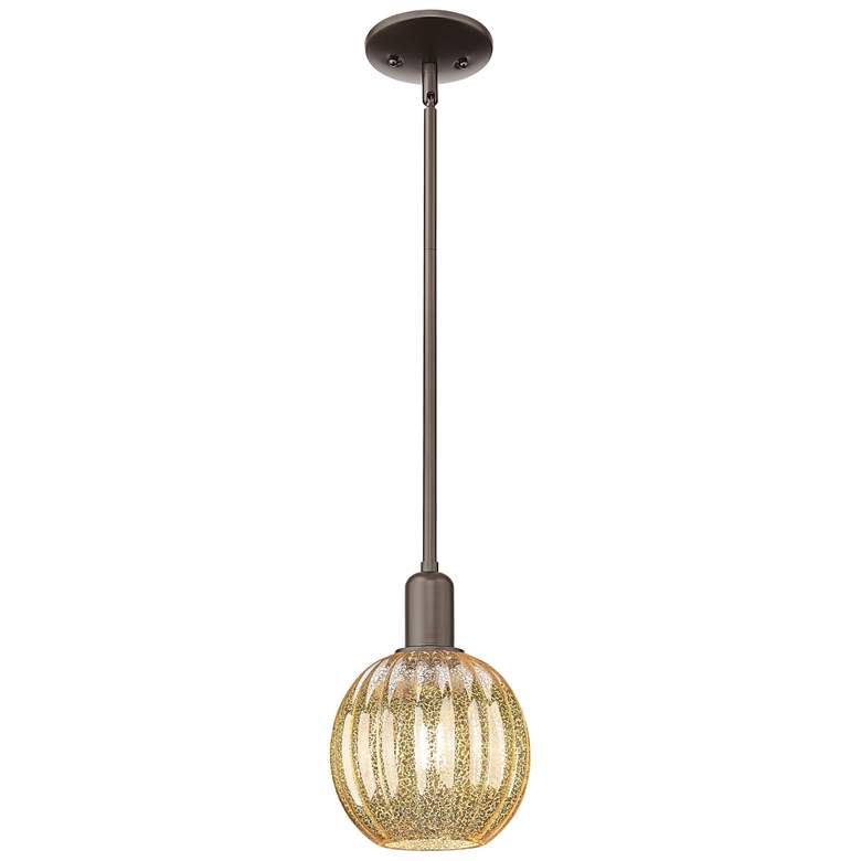 Image 1 Preston 7"W Oil Rubbed Bronze Stem Mini Pendant w/ Mercury Globe Shade