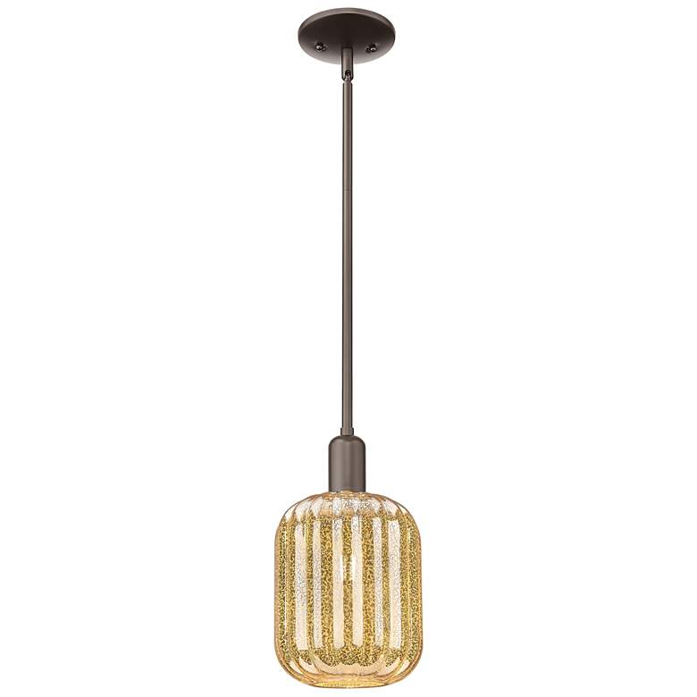 Image 1 Preston 7"W Oil Rubbed Bronze Stem Mini Pendant With Mercury Jar Shade