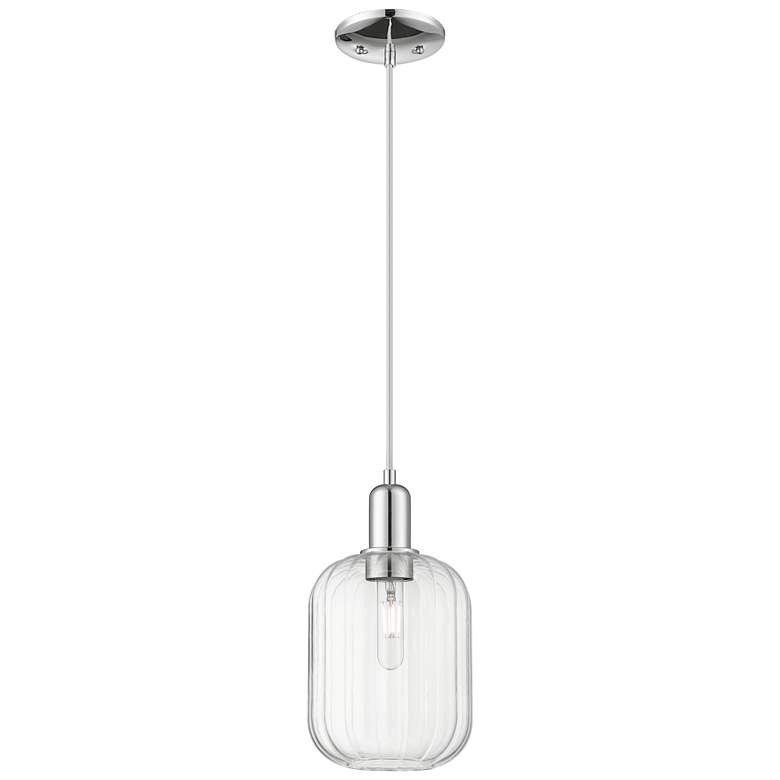 Image 1 Preston 7"W Polished Chrome Cord Hung Mini Pendant With Clear Jar Shade