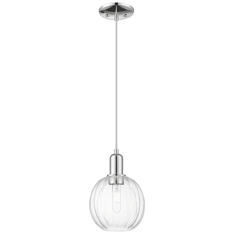 Image 1 Preston 7"W Polished Chrome Cord Mini Pendant With Clear Globe Shade