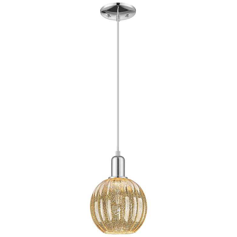 Image 1 Preston 7"W Polished Chrome Cord Mini Pendant With Mercury Globe Shade